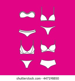 Hand drawn vector  lingerie set.  bra and panties. Vector illustration.