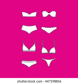 Hand drawn vector  lingerie set.  bra and panties. Vector illustration.