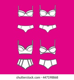Hand drawn vector  lingerie set.  bra and panties. Vector illustration.
