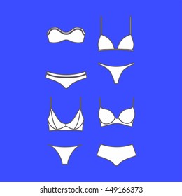 Hand drawn vector  lingerie set.  bra and panties. Vector illustration.