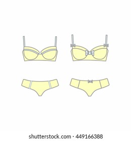 Hand drawn vector  lingerie set.  bra and panties. Vector illustration.
