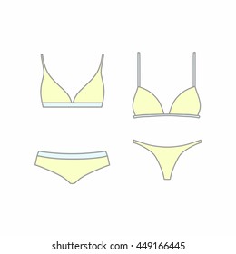 Hand drawn vector  lingerie set.  bra and panties. Vector illustration.