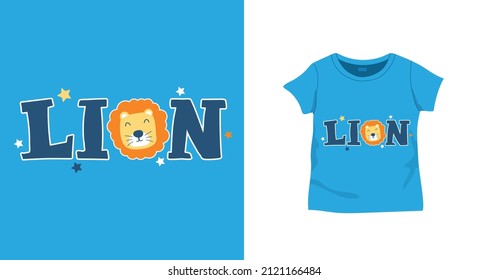 Hand drawn vector lion head slogan for t-shirt print and industrial prints.