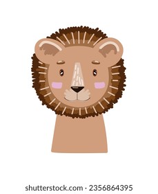 Hand drawn vector lion portrait. Nursery art.