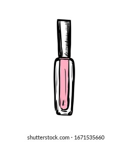 Hand drawn vector lip gloss. Make up object on white background.