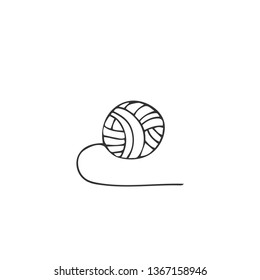 Hand drawn vector logo element, isolated illustration. A ball of yarn. Handmade theme. For business identity and branding, for authors of handicraft products.