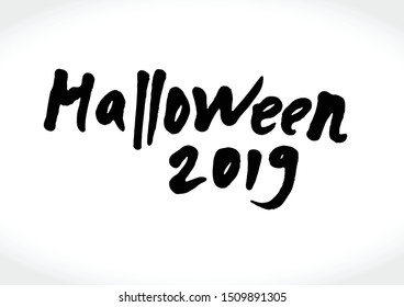 Hand drawn vector logo Halloween 2019. Modern brush calligraphy Halloween party invitation. Template as scary banner, design, print, typography poster.

