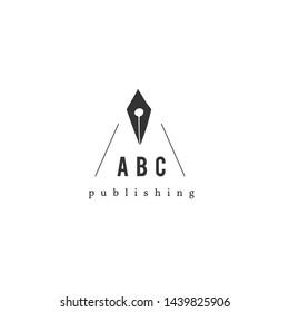 Hand drawn vector logo template with a pen tip. Writing, publishing and copywriting theme. For writers, copywriters and publishers, bloggers, for business identity and branding.