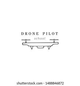 Hand drawn vector logo template. Drone, remote sensing application. For business identity and branding, for drone flight schools and drone shops.