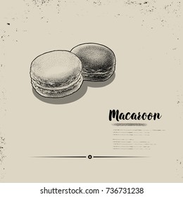 Hand drawn. vector Macaroon illustration. Sketch vintage style. Design template. 