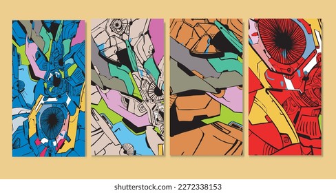 hand drawn vector mecha abstract background eps.10