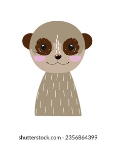 Retrato de meerkat vector dibujado a mano. Arte de guardería.