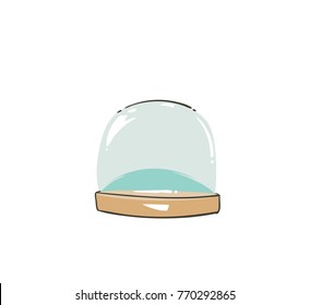 Hand drawn vector Merry Christmas time cartoon graphic illustration design element with snow globe ball isolated on white background.