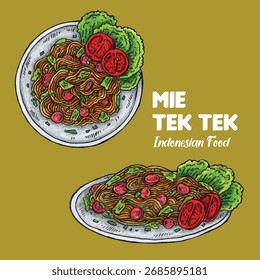Hand drawn vector Mie Tek Tek Indonesian Food illustration design