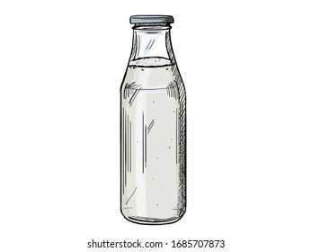 Botella de leche vectorial extraída a mano.