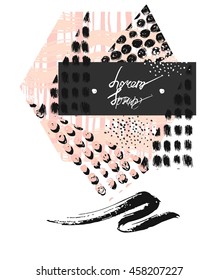 Hand drawn vector minimalist background in pastel colors isolated on white.Name card design.Minimalist abstract print.