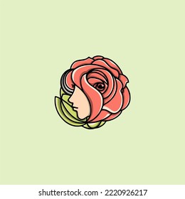 Hand drawn vector minimalist logo of roses with artistic lines, suitable for your company or business logo needs in the field of flower breeding or cosmetics and perfumes
