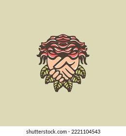 Hand drawn vector minimalist logo of roses with artistic lines, suitable for your company or business logo needs in the field of flower breeding or cosmetics and perfumes