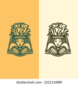 Hand drawn vector minimalist logo of roses with artistic lines, suitable for your company or business logo needs in the field of flower breeding or cosmetics and perfumes