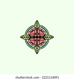 Hand drawn vector minimalist logo of roses with artistic lines, suitable for your company or business logo needs in the field of flower breeding or cosmetics and perfumes