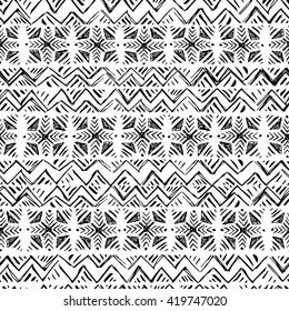 hand drawn vector monochrome pattern