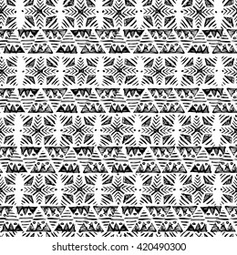 hand drawn vector monochrome pattern