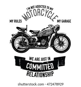 Hand drawn vector motorcycle quote