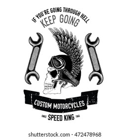 Hand drawn vector motorcycle quote