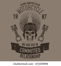 Hand drawn vector motorcycle quote