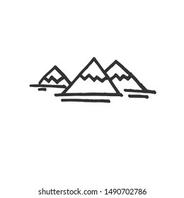 Hand Drawn Vector Mountain icons isolated on white background. symbols