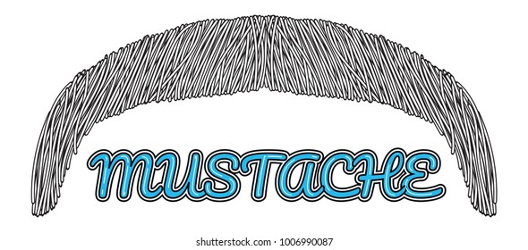 Hand drawn vector mustache. cartoon barber silhouette hairstyle. Various types of whiskers isolated. Vector illustration.
