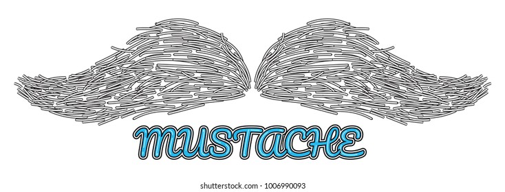 Hand drawn vector mustache. cartoon barber silhouette hairstyle. Various types of whiskers isolated. Vector illustration.