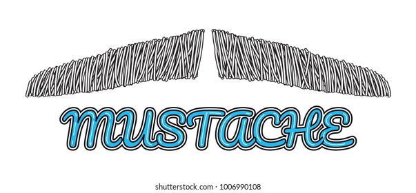 
Hand drawn vector mustache. cartoon barber silhouette hairstyle. Various types of whiskers isolated. Vector illustration.