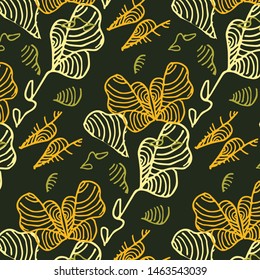 hand drawn vector nature pattern in retro style