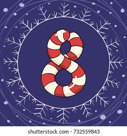 Hand drawn vector number eight for christmas advent calendar