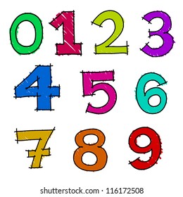 Hand Drawn Vector Number Letters.