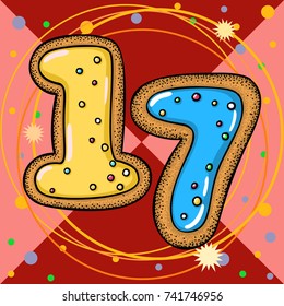 Hand Drawn Vector Number Seventeen Christmas Stock Vector (Royalty Free ...