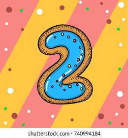 Hand drawn vector number two for christmas advent calendar