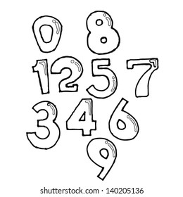 Hand drawn vector numbers