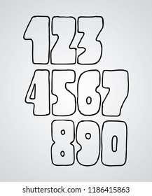 Hand drawn vector numbers isolated on gray background. Vector Illustration