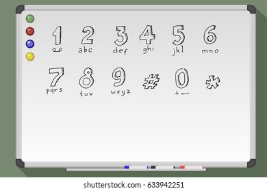 Hand drawn vector numbers on whiteboard