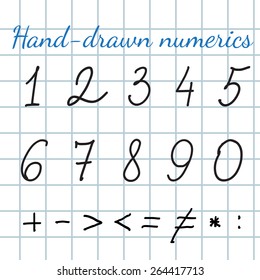 Hand drawn vector numeric