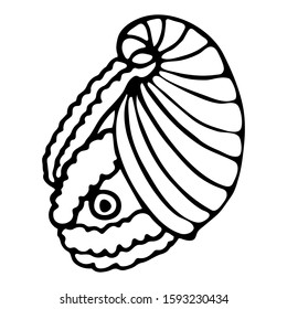 Hand drawn vector octopus isolated on white background. Black and white stock illustration for coloring books and pages.