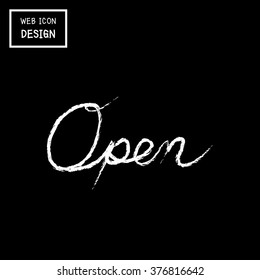 Hand drawn vector open sign for web and mobile great for any use.