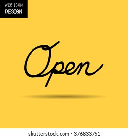 Hand drawn vector open sign for web and mobile great for any use.