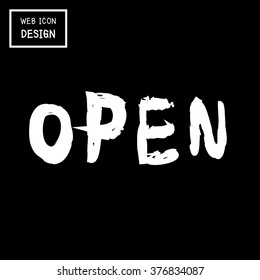 Hand drawn vector open sign for web and mobile great for any use.