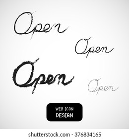 Hand drawn vector open sign for web and mobile great for any use.