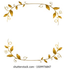 Hand drawn vector orange autumn leaves, leaf border, elegant simple leafy frame on white background. Illustration for design wedding invitations, greeting cards, postcards with space for your text.