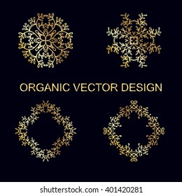 Hand drawn vector organic and natural elements set. Logo design template.