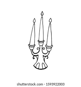 hand drawn vector of ornamental candle on white background. Concept image for holiday invitation card, wedding, Easter greetings, thank you note, stationary blank
